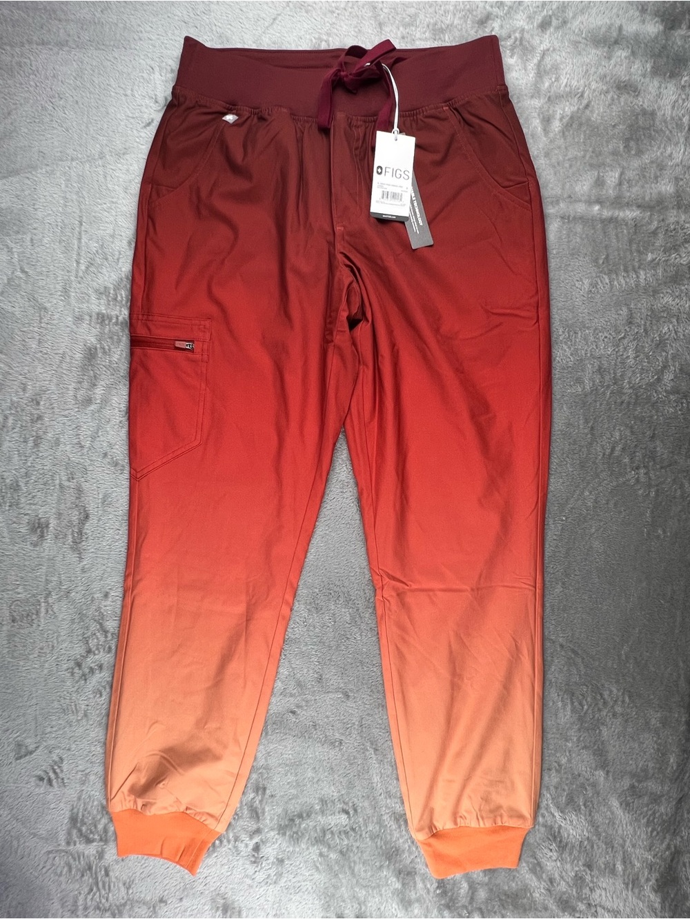 FIGS Technical Collection Women Small Ombre Zamora Jogger Scrub Pants Red Orange